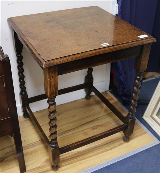 A barley twist oak table W.59cm